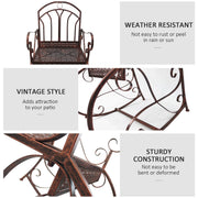 Garden Rocking Chair for Easy Outdoor Relaxation with Wide Seat and Armrests Bronze Red Outsunny