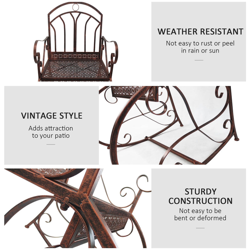 Garden Rocking Chair for Easy Outdoor Relaxation with Wide Seat and Armrests Bronze Red Outsunny