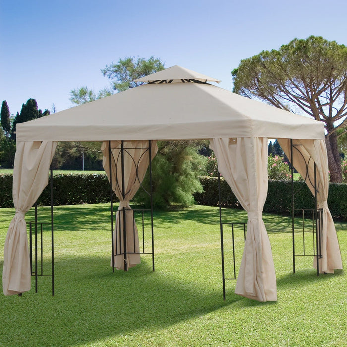 Steel Frame Gazebo With Sidewalls, 3x3m