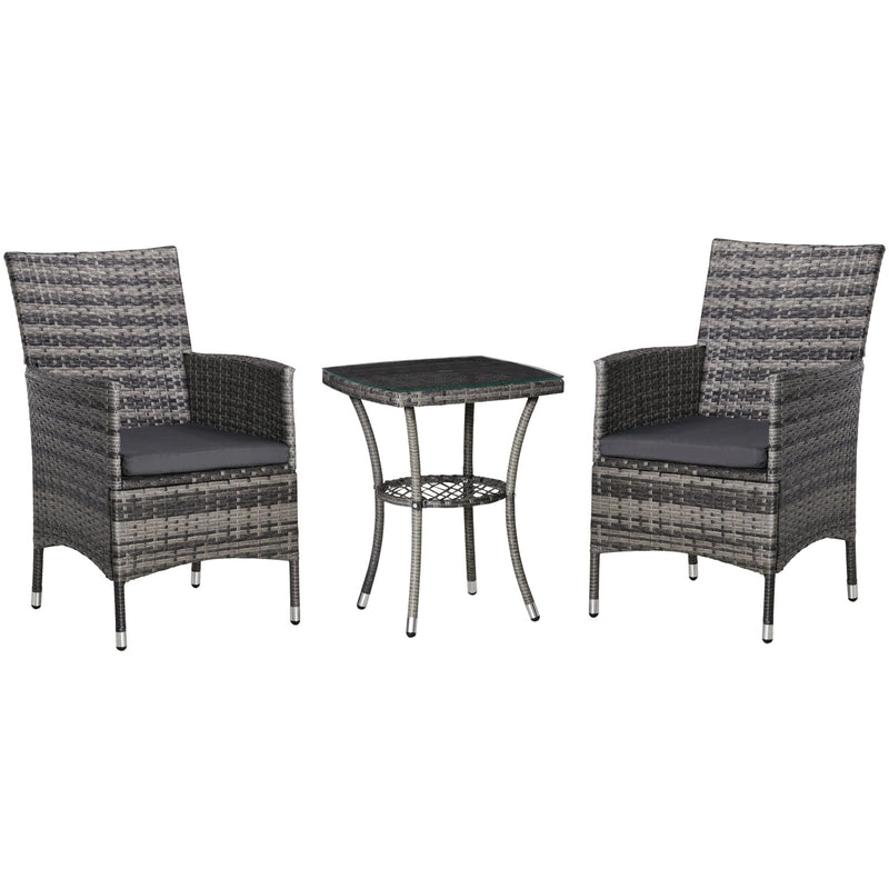 3 Piece Rattan Bistro Set with Companion Chair & Table