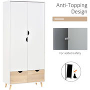 White Wardrobe: 2-Doors, 2 Drawers, Rail & Shelf Homcom