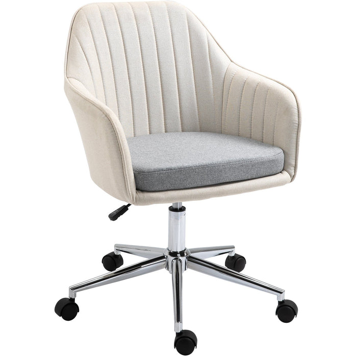 Beige Office Chair With Scalloped Back