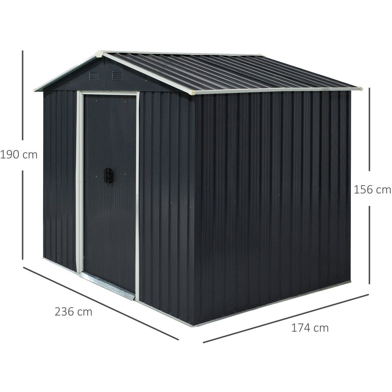 8x6 Metal Garden Shed, Apex Roof