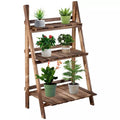 3 Tier Folding Wooden Garden Plant Stand, L60xW37xH93cm Homcom