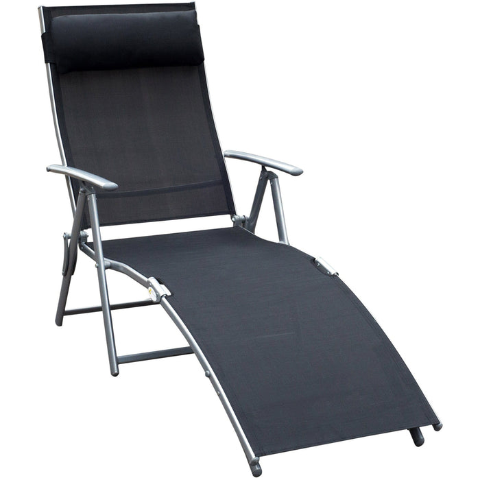 Folding Sun Lounger, Black