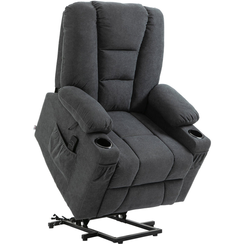Elderly Riser & Recliner Chair, Fabric, Remote, Grey
