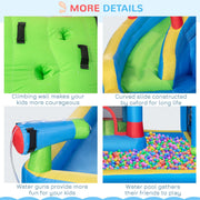 Outsunny 5 in 1 Kids Bounce Castle Large Castle Style Inflatable House Slide Trampoline Pool Water Gun Climbing Wall for Kids Age 3-8 Outsunny