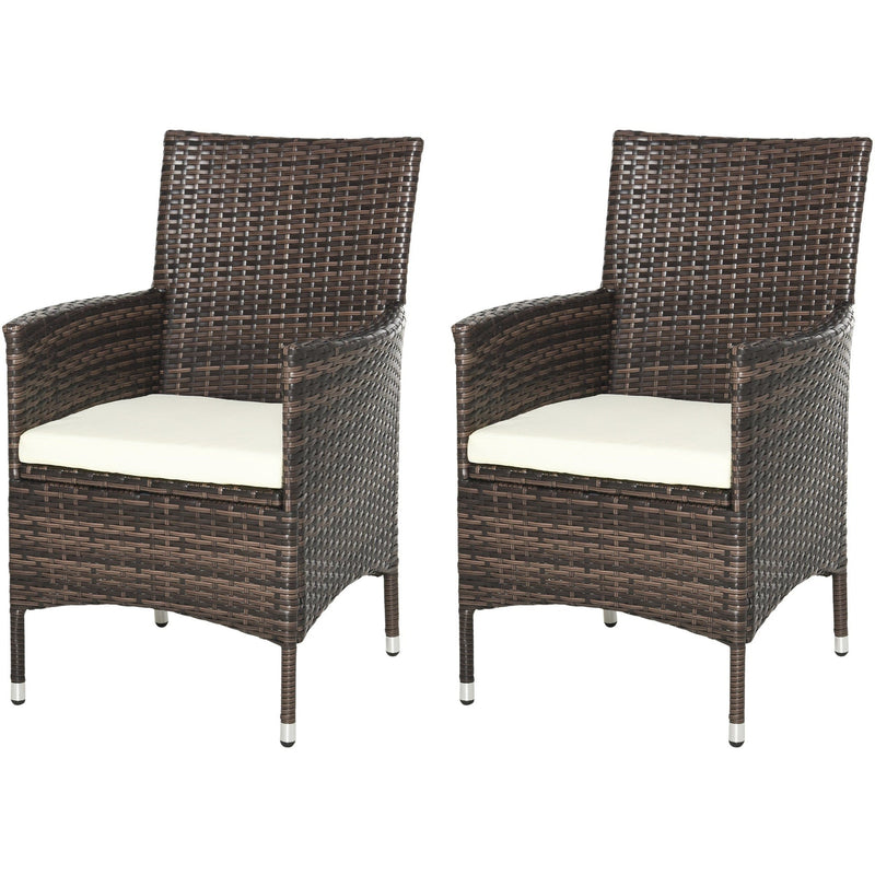 Garden Furniture Bistro Set, 2 Rattan Armchairs and Table
