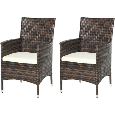 Garden Furniture Bistro Set, 2 Rattan Armchairs and Table Outsunny