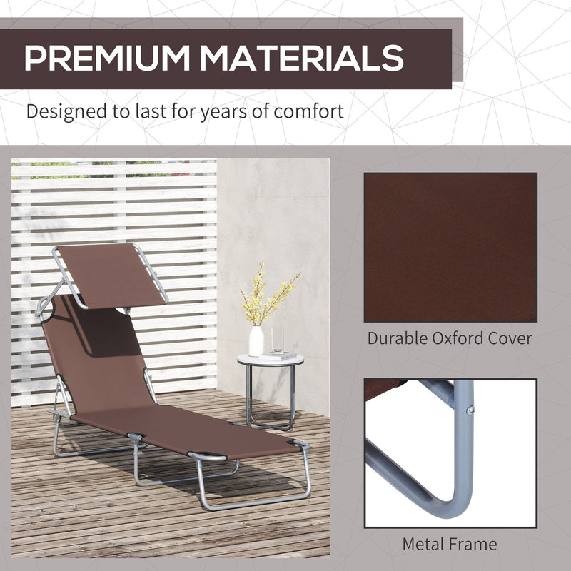 Folding Sun Lounger With Canopy Outsunny