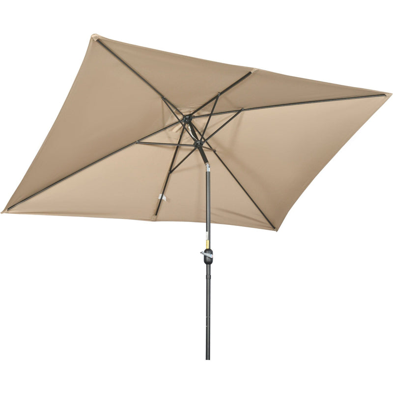 3x2m Stylish Garden Parasol Rectangular - Khaki Outsunny