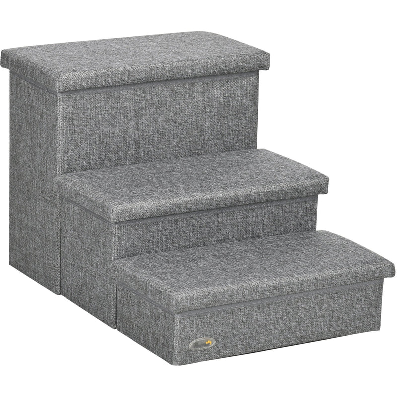 Pet Steps With Storage, 3 Steps, Grey