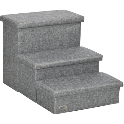 Pet Steps With Storage, 3 Steps, Grey Pawhut