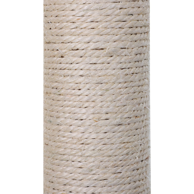 Beige 2-Tier Sisal Rope Cat Scratching Post w/ Dangle Toy