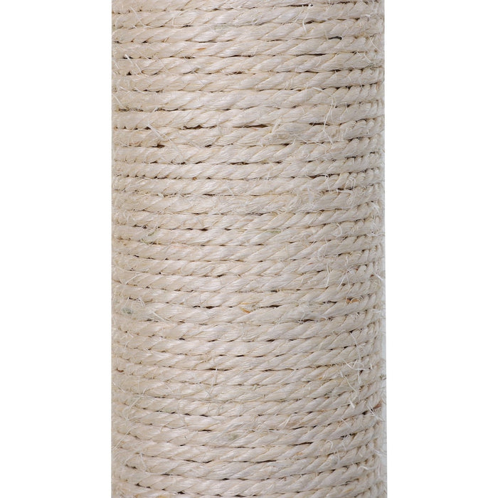 Beige 2-Tier Sisal Rope Cat Scratching Post w/ Dangle Toy