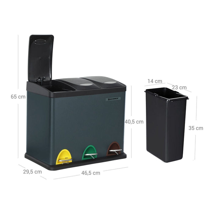 Songmics Three Compartment Recycling Bin