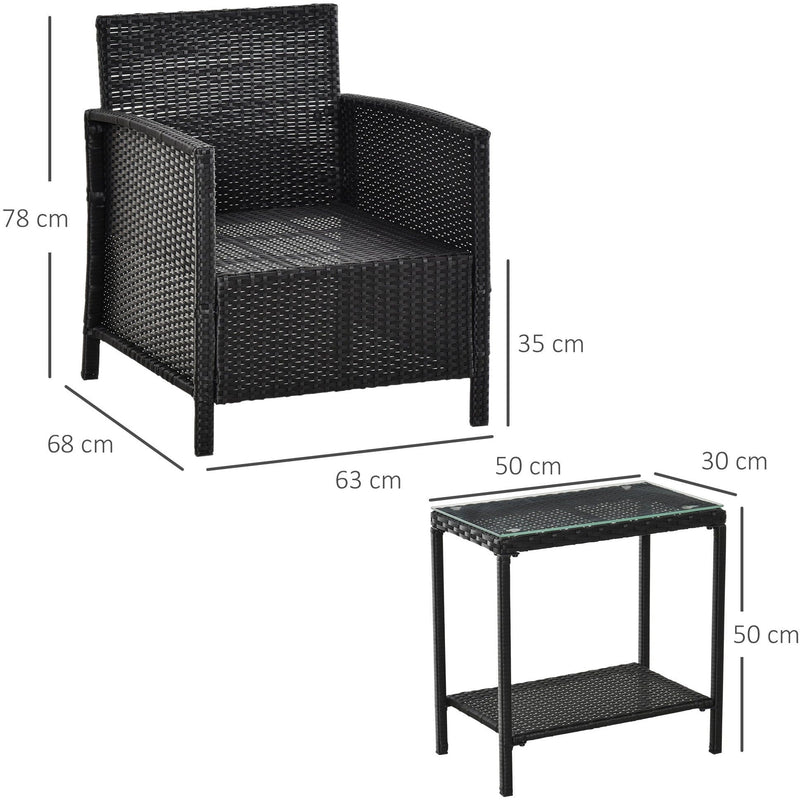 Rattan Garden Bistro Set With Comfy Armchairs