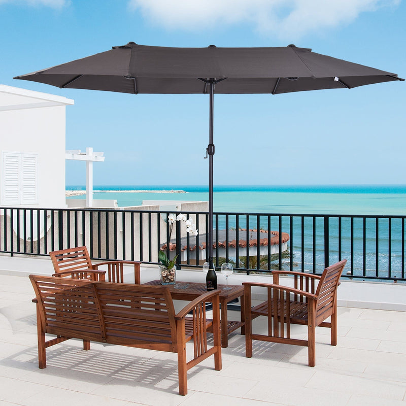 4.6m Double Sided Parasol, No Base, Beige Outsunny