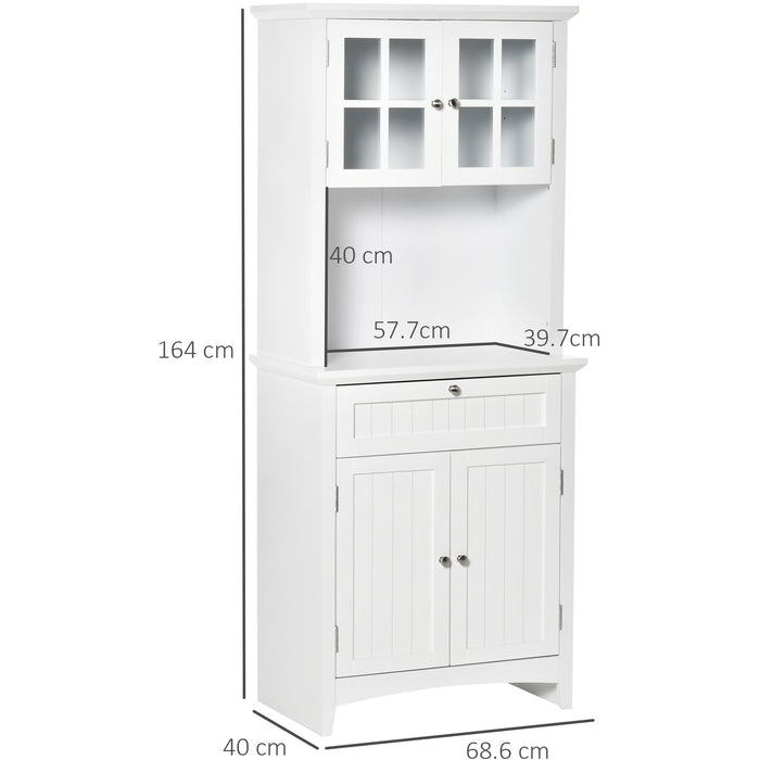 White Kitchen Cabinet with Glass Doors on Top