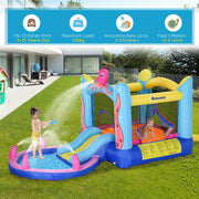 Inflatable Bouncy Castle with Slide and Pool for Fast Outdoor Play Blue Pink Outsunny