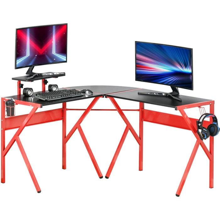 Red l deals shaped gaming desk