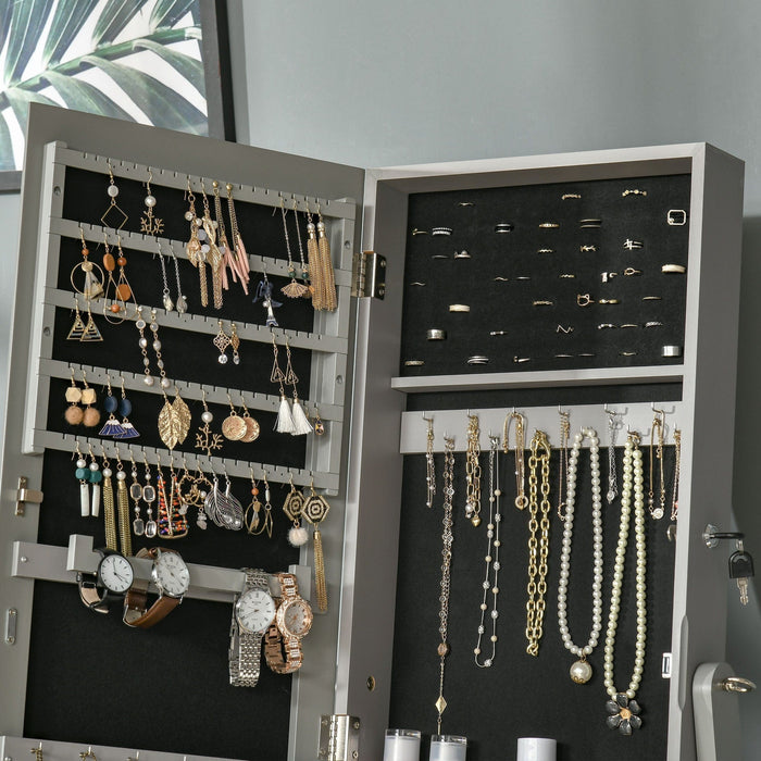 Lockable Jewellery Cabinet, Full-Length Mirror, Bedroom Decor