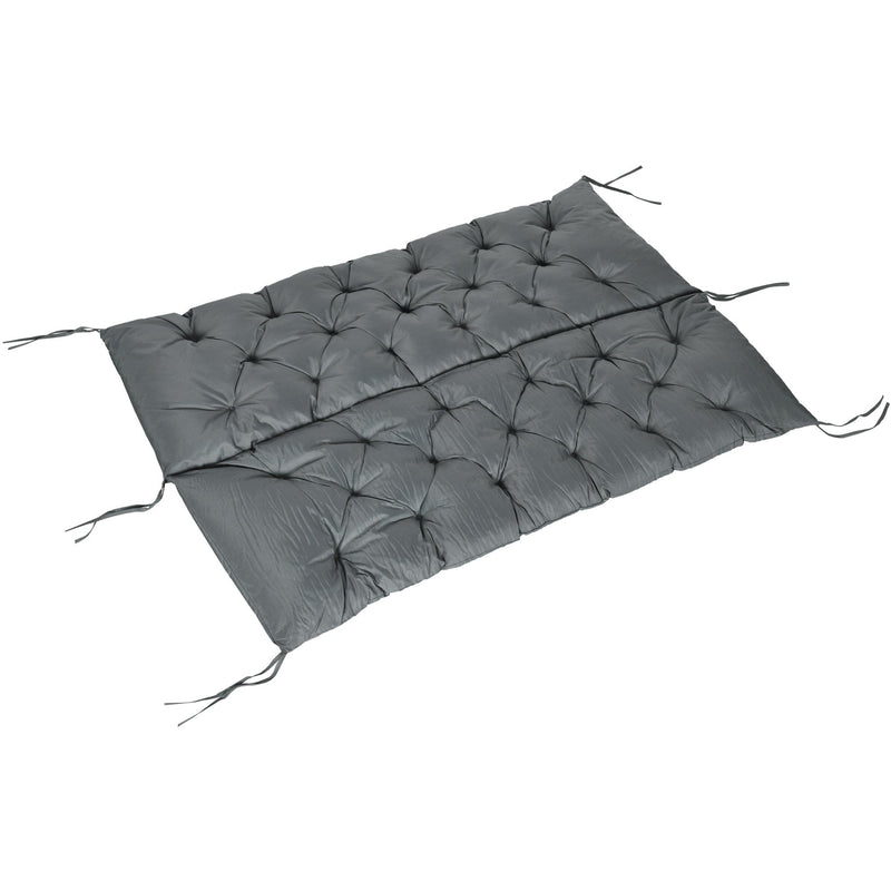 Dark Grey 3 Seater Garden Bench Cushion with Ties - 98x150cm