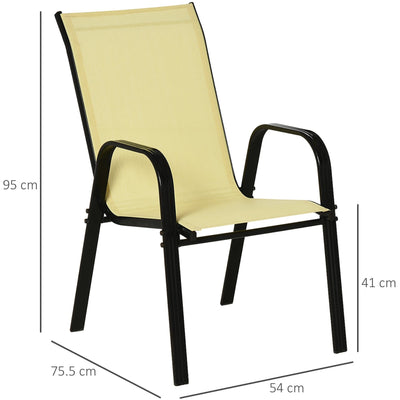 Set of 4 Stackable Patio Chairs, Yellow Outsunny