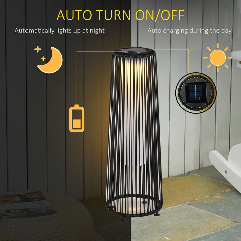 PE Rattan Solar Lanterns, Woven Wicker, Auto On/Off Outsunny