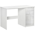 High Gloss Desk With Drawers, Storage Cabinet, White Homcom