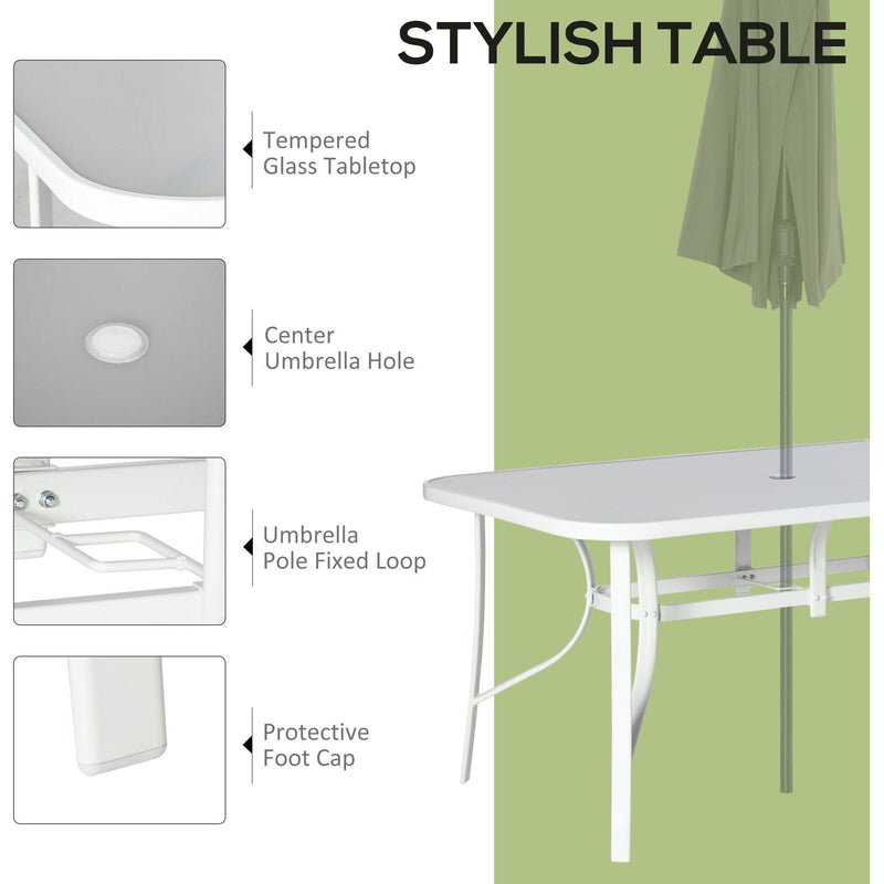 6 Seater Garden Table & Chairs Set, Grey