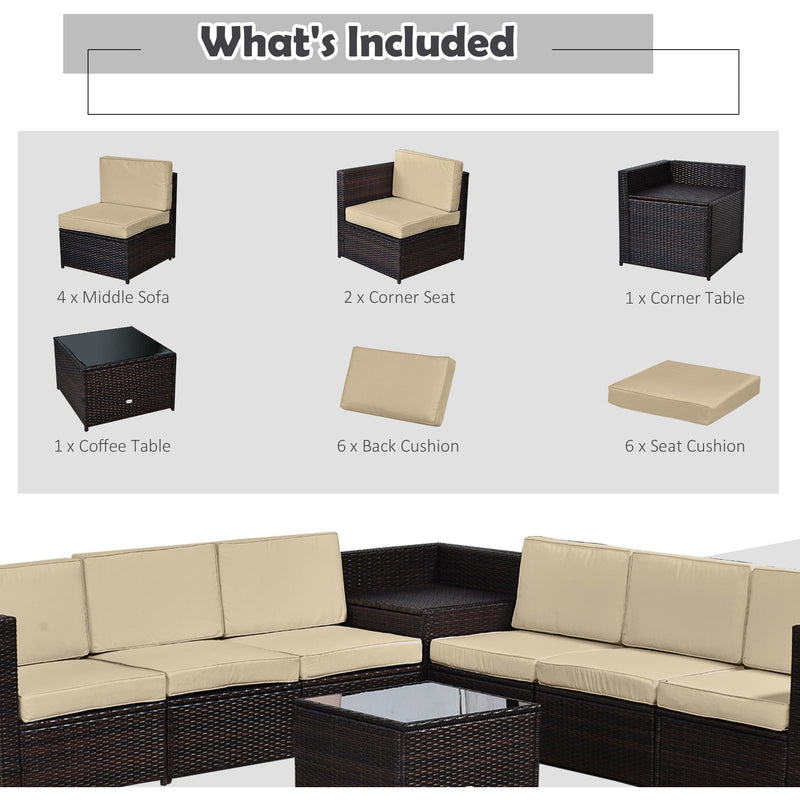 6 Seater Rattan Garden Sofa Set