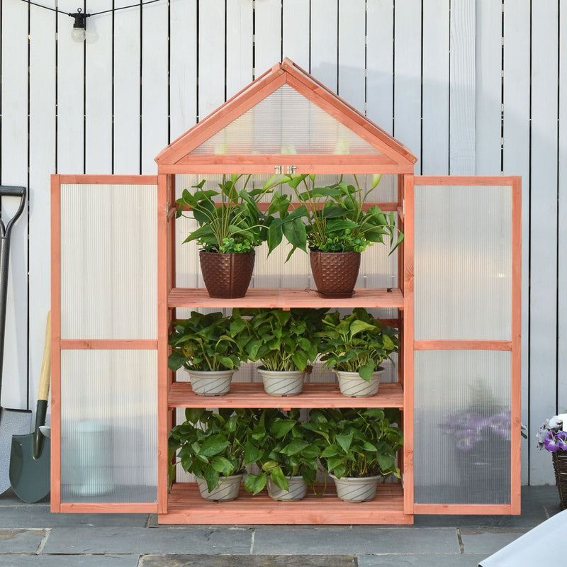 Greenhouse Cold Frame, Shelves, Double Doors, 80x47x138cm