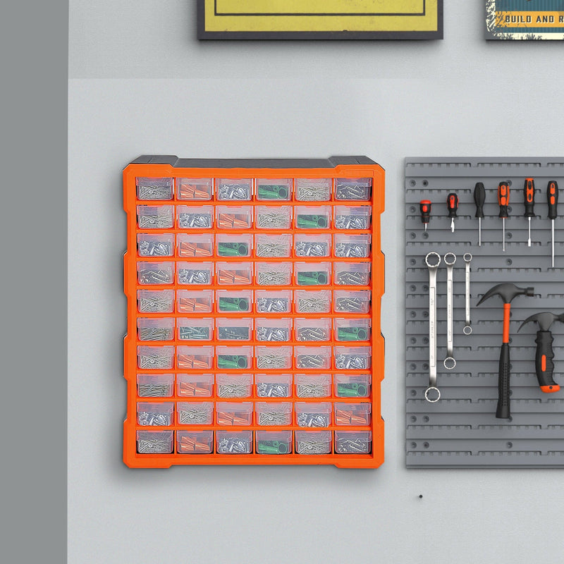 Small Parts Organiser, Wall Mountable, 60 Drawers Durhand