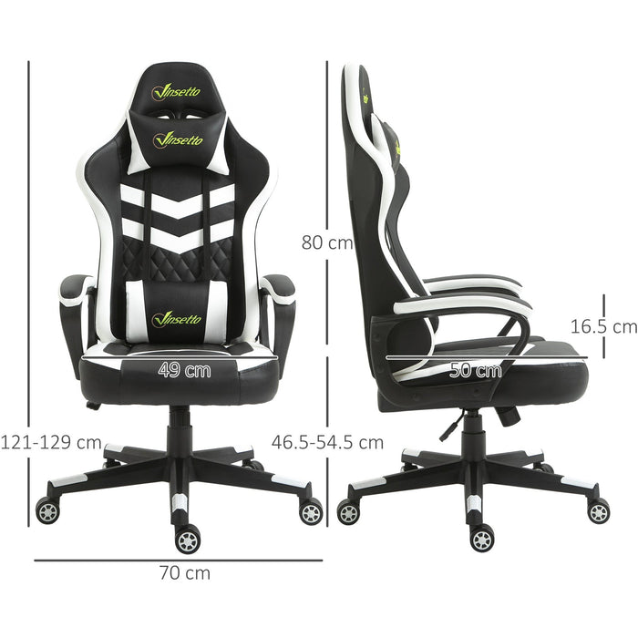 Racing Gaming Chair with Lumbar Support White & Black