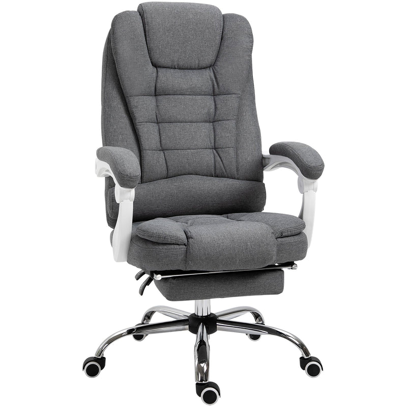 Grey Swivel Office Chair with Retractable Footrest