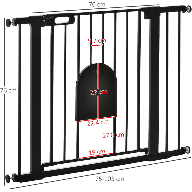 Extra Wide Pet Safety Gate, Black, 75-103cm