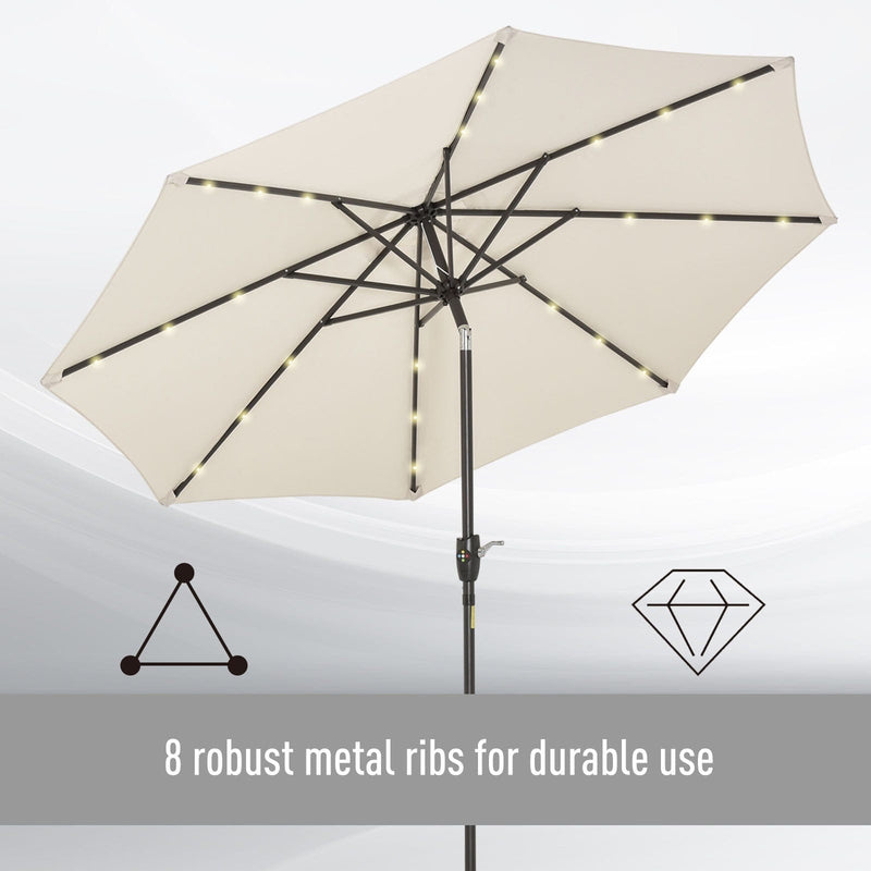 2.7m Garden Umbrella With Lights, Tilt, Crank