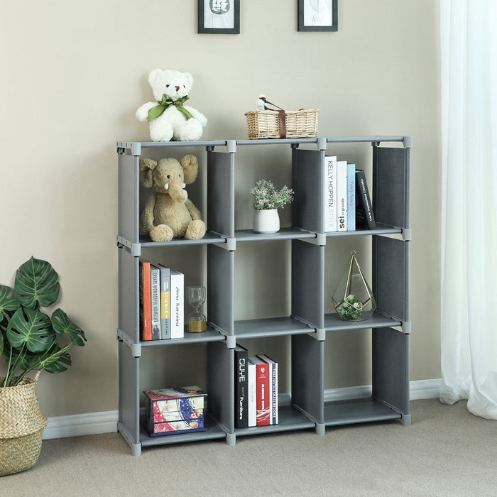 9 Cubes Bookshelf Closet, Grey