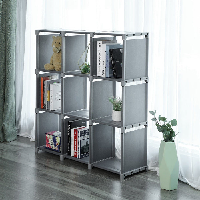 9 Cubes Bookshelf Closet, Grey