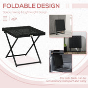 Outsunny Black Rattan Folding Table Outsunny