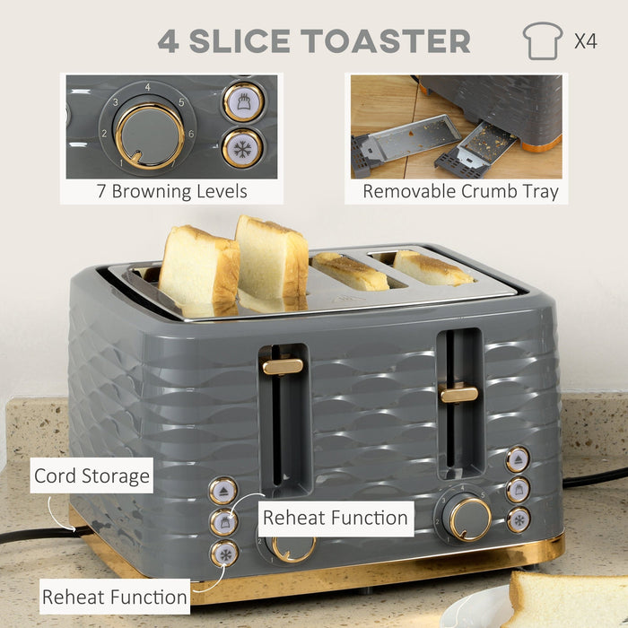Homcom Kettle and Toaster Set, Grey