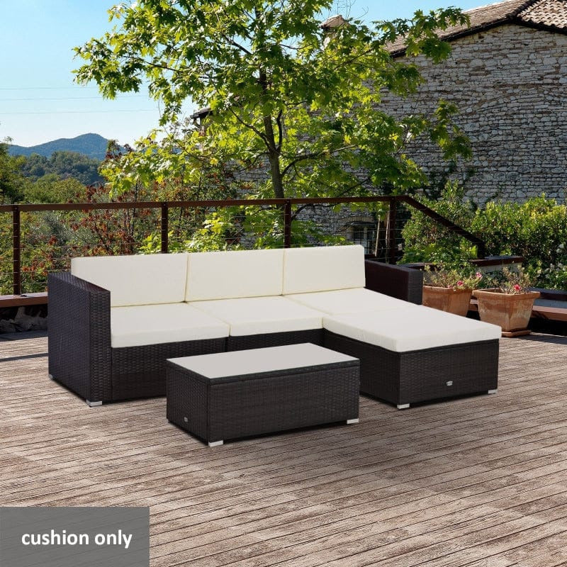 7pc Rattan Furniture Outdoor Cushion Pad Set