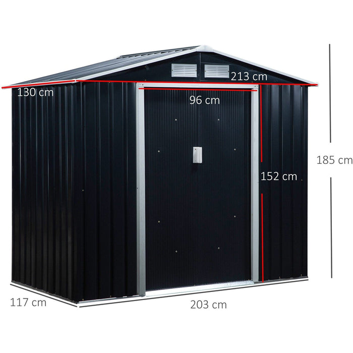7x4 Metal Shed, Apex Roof
