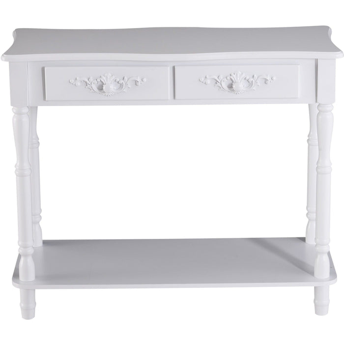 Modern Console Table For Entryway - Shelves, Drawers - Ivory