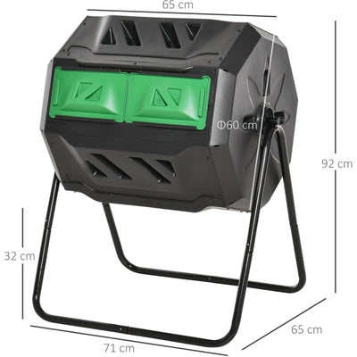 Tumbling Compost Bin with Steel Frame, 160L Outsunny
