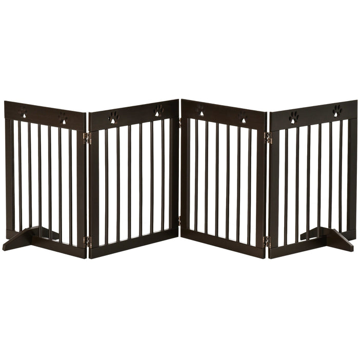 Freestanding Pet Gate, Folding Design, 204 x 61cm, Brown