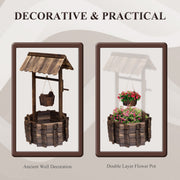 Wooden Wishing Well Planter w/ Bucket Outsunny