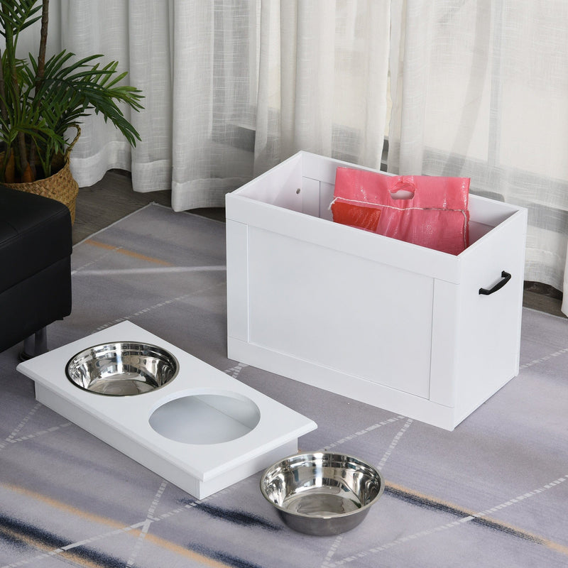 Raised Pet Feeding Station With 2 Stainless Steel Bowls