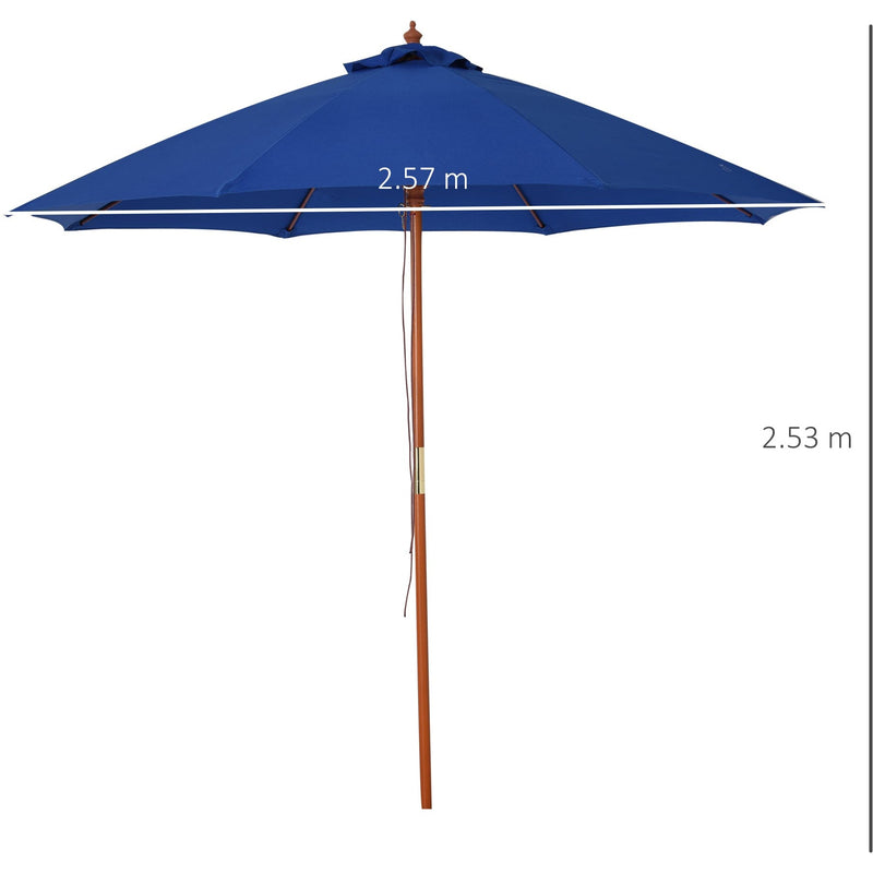 2.5m Wooden Garden Parasol - Top Vent